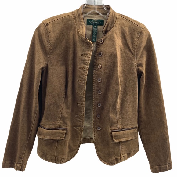 Lauren Ralph Lauren Other - Lauren Ralph Lauren Button Up Leather Trim Jacket Tan Size 6 P